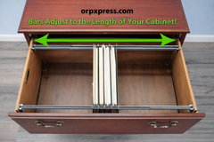 Adjustable Hanging File Rails for Wooden Lateral Cabinets | Universal Fit 25–40 Inch Drawers